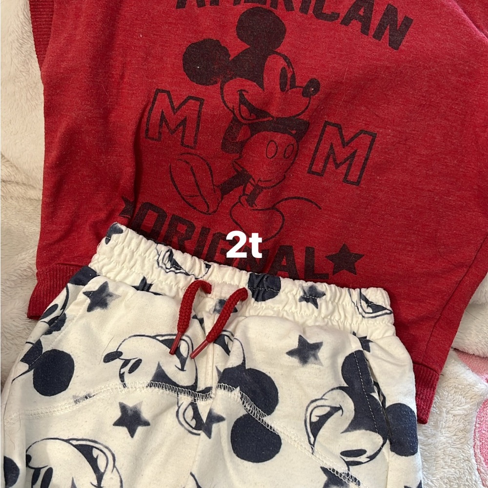 Disney Mickey Mouse Red and White Pajama Set